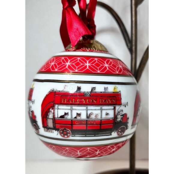 Halcyon Days 'Cats On Red London Bus' Christmas Bauble Ornament - Picture 4 of 5